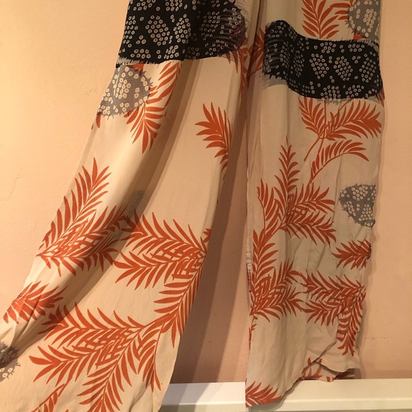 ASOS Jumpsuit Palm Leaf Print Sleeveless Knot Tie Loose Viscose Pyjama Kimono - Picture 4 of 7